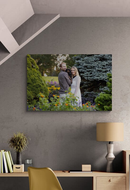 home office decorated with family and pet pictures