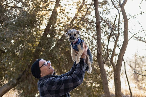 dog dad and puppy at Lowville Park in Burlington Ontario