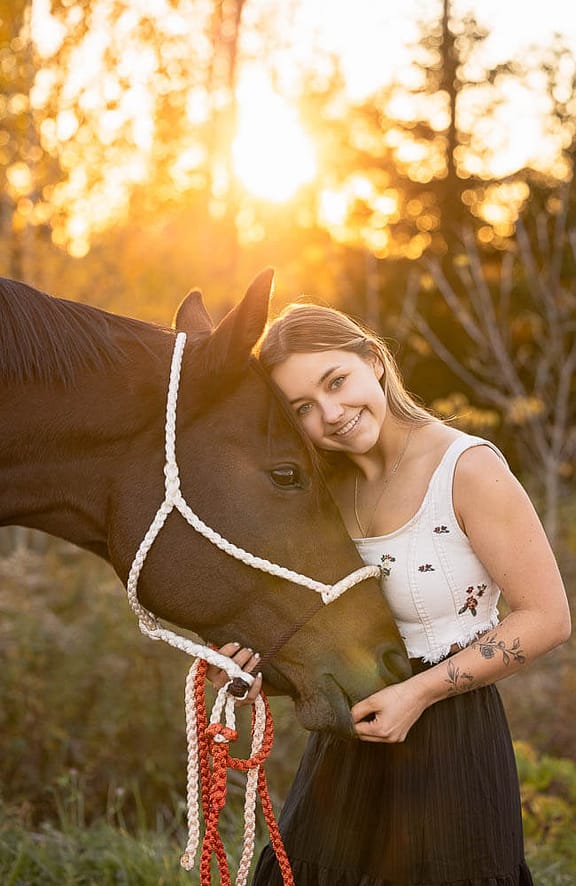 golden hour equine photoshoot session in Troy, Ontario.