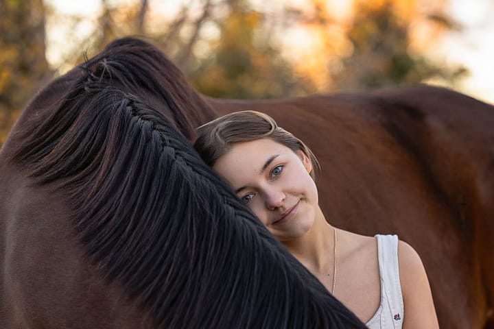 fall golden hour equine photography session