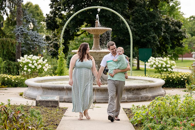 family walking towards the camera at a family photo session