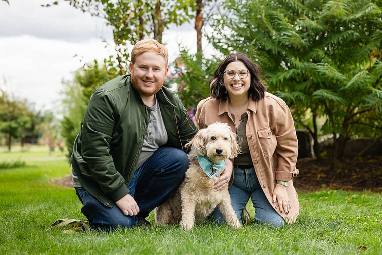 Pet and family portrait taken at the West Avenue Cider House.