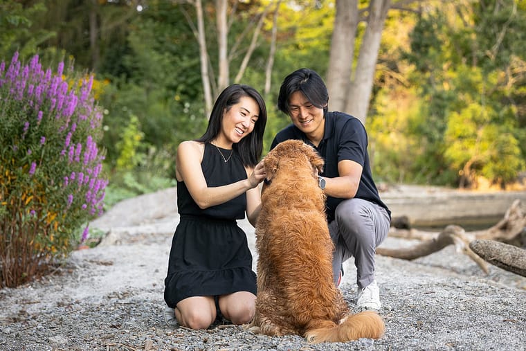 pet and family portraits taken at the beach in Mississauga.