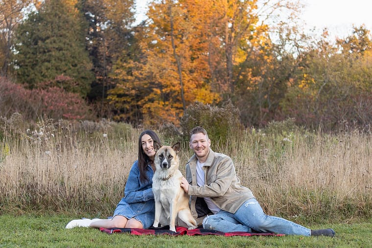 fall family pictures with dog at Lowville Park.
