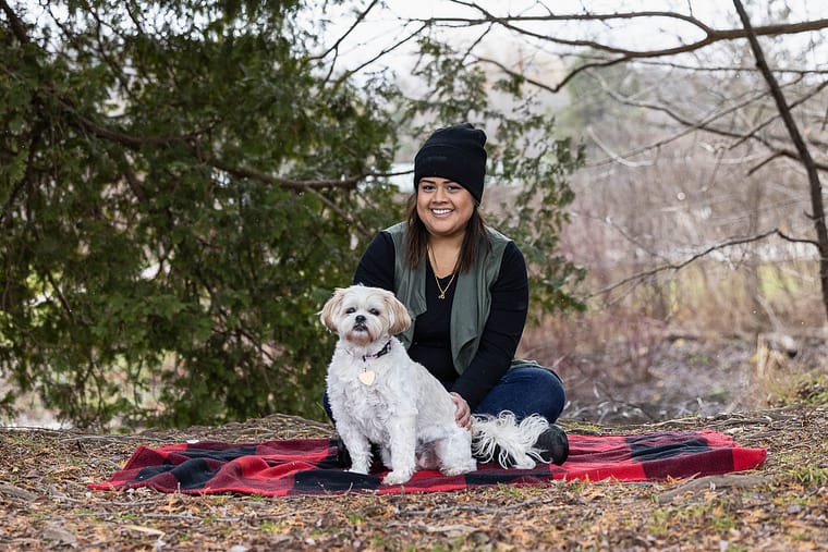 family photo with a dog at Lowville Park
