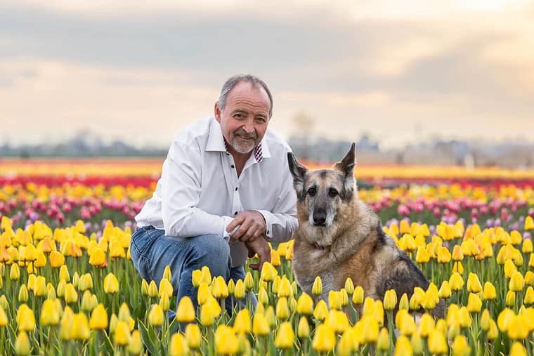 family and dog portrait taken at TASC